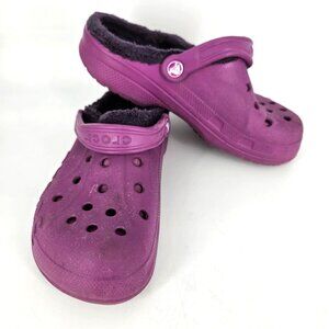 Croc Baya Clog Shoes Unisex M 6 W 8 Pink Purple Tangerine Faux Fur Lined 12545